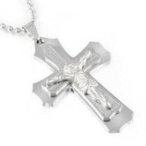 ❤️Jesus Bible cross pendant domineering necklace, N90201P144